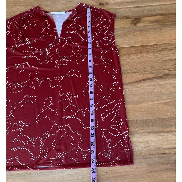 BOSS by Hugo Boss Esoa V Neck Top Dot Blouse Extra Small Red Career Professional - Picture 15 of 15